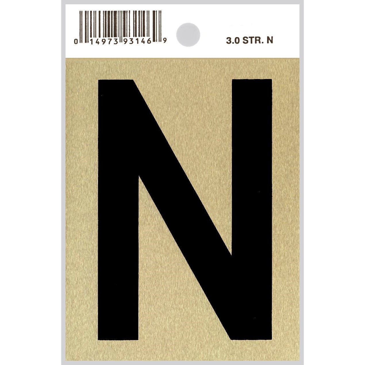 3" - "N" Straight Black & Gold Letters