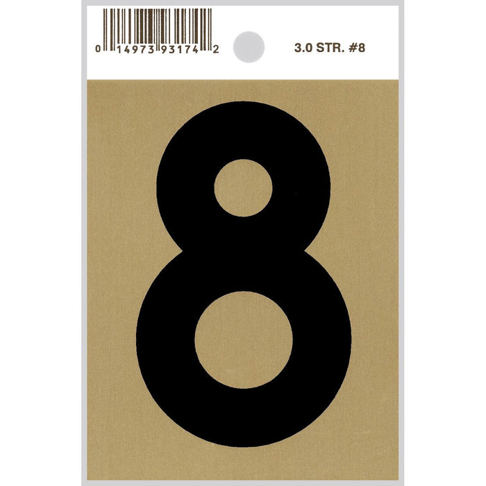 3" - "8" Straight Black & Gold Numbers