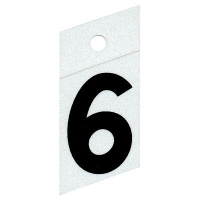 1.5" - "6" Straight Black Reflective Numbers