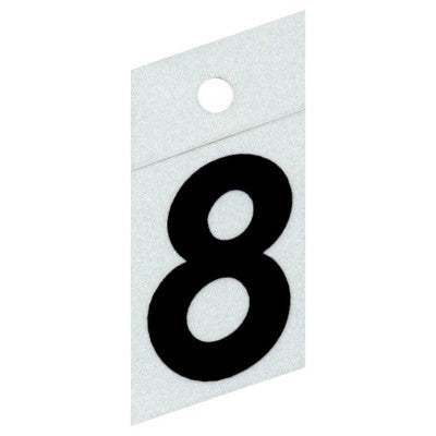 1.5" - "8" Straight Black Reflective Numbers