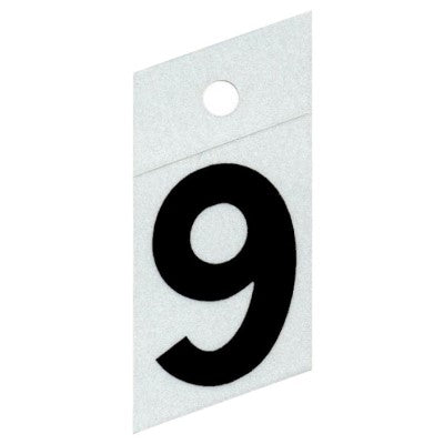 1.5" - "9" Straight Black Reflective Numbers