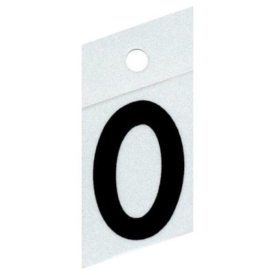 1.5" - "0" Straight Black Reflective Numbers
