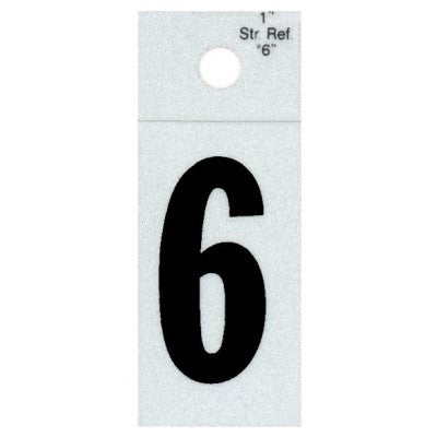 1" - 6 Straight Black Reflective Numbers