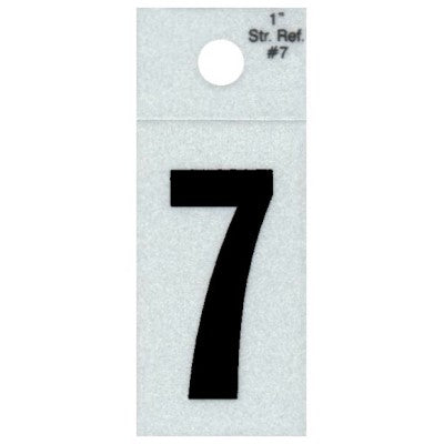 1" - 7 Straight Black Reflective Numbers