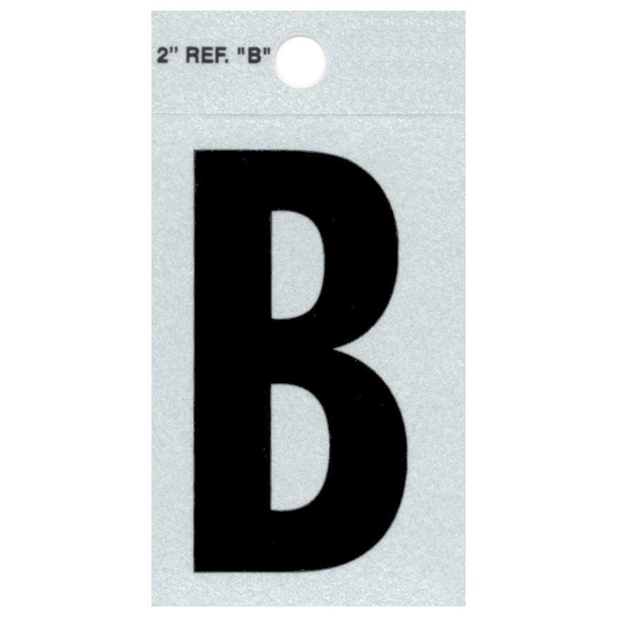 2" - B Straight Black Reflective Letters