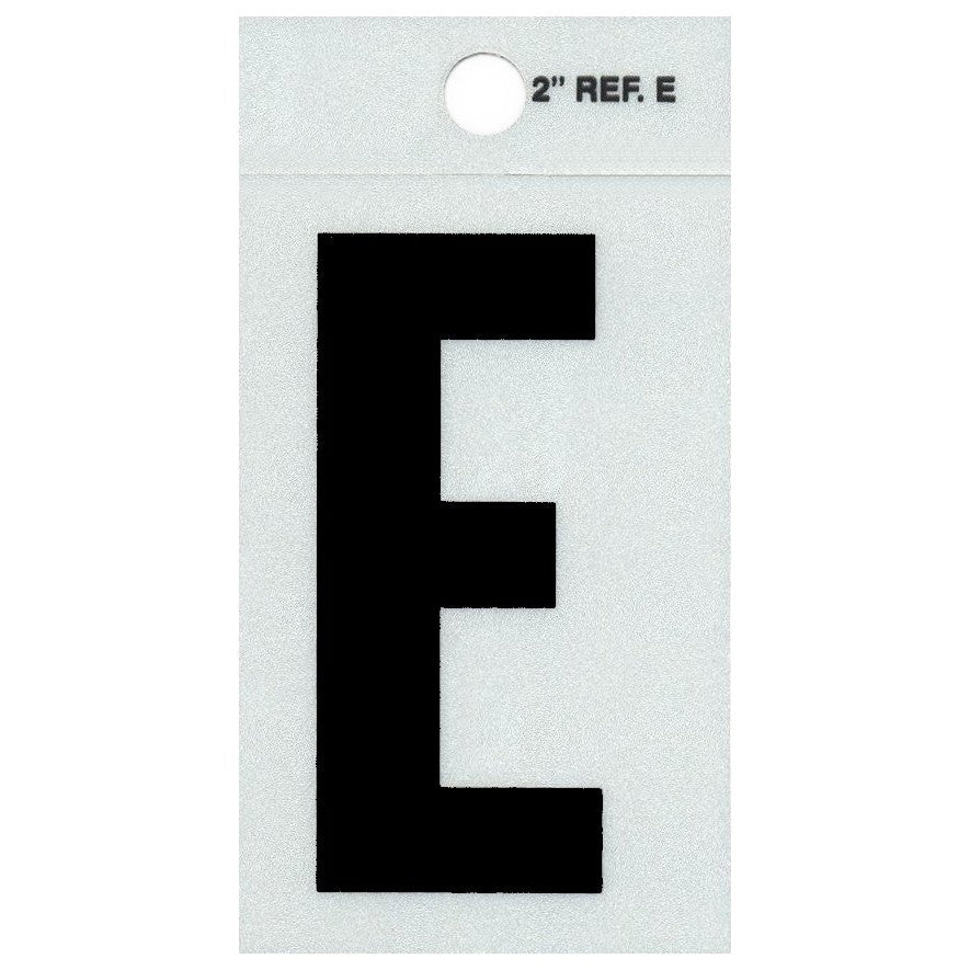 2" - E Straight Black Reflective Letters