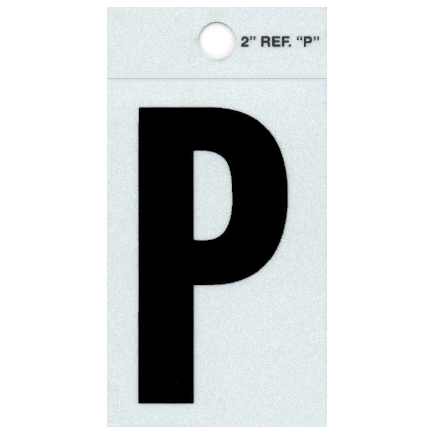 2" - P Straight Black Reflective Letters