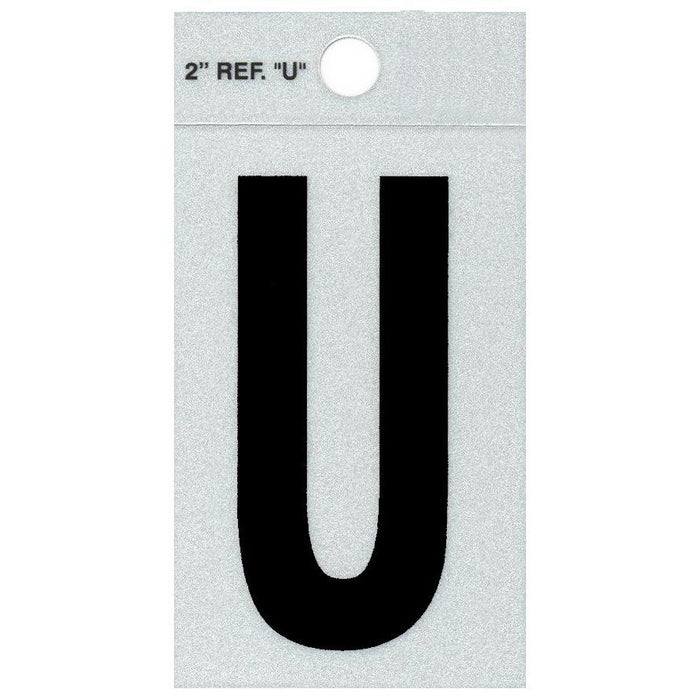 2" - U Straight Black Reflective Letters