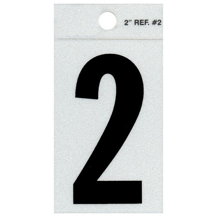 2" - 2 Straight Black Reflective Numbers