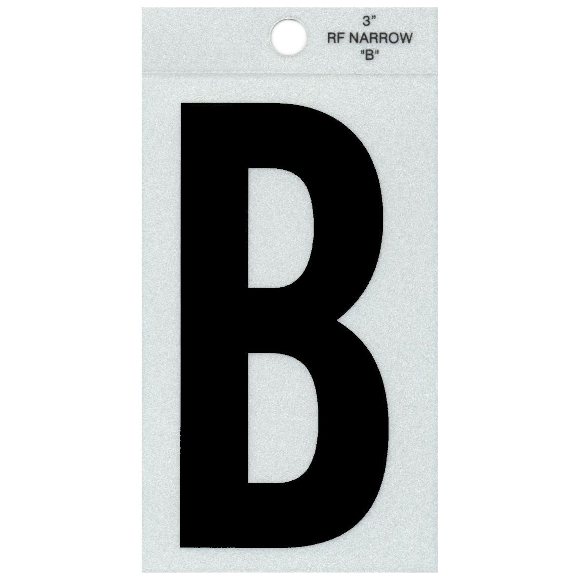 3" - B Straight Narrow Black Reflective Letters
