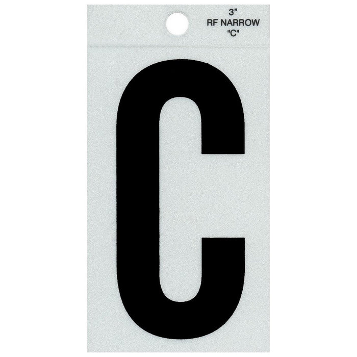 3" - C Straight Narrow Black Reflective Letters