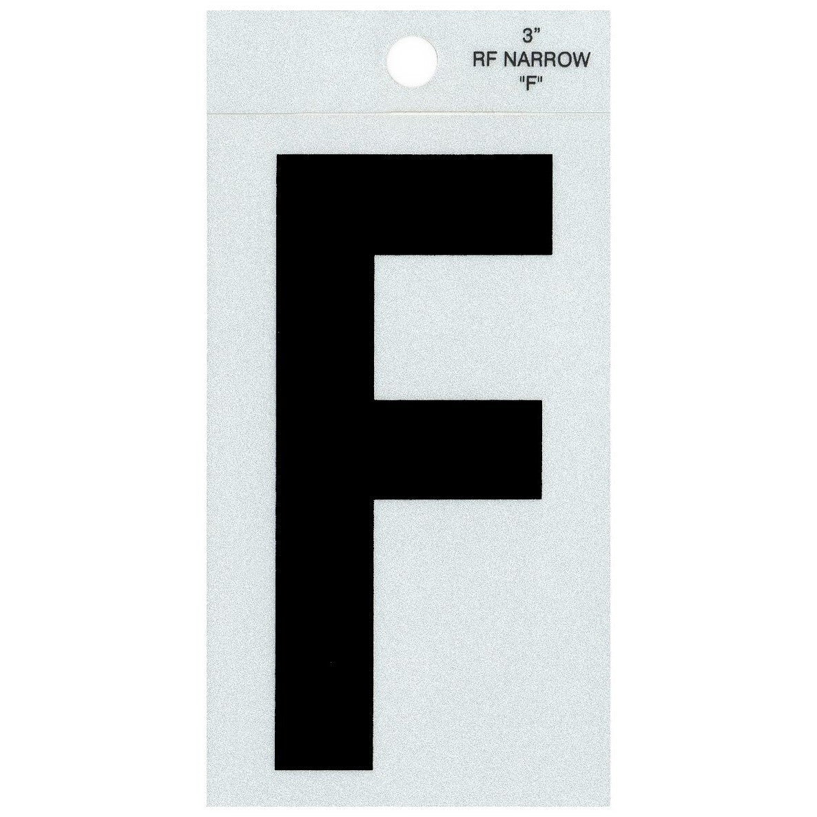 3" - F Straight Narrow Black Reflective Letters