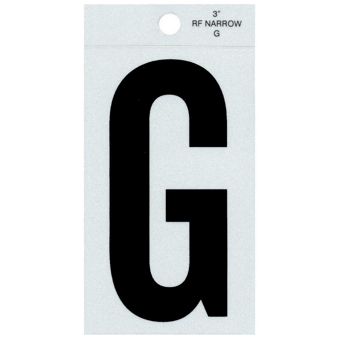 3" - G Straight Narrow Black Reflective Letters