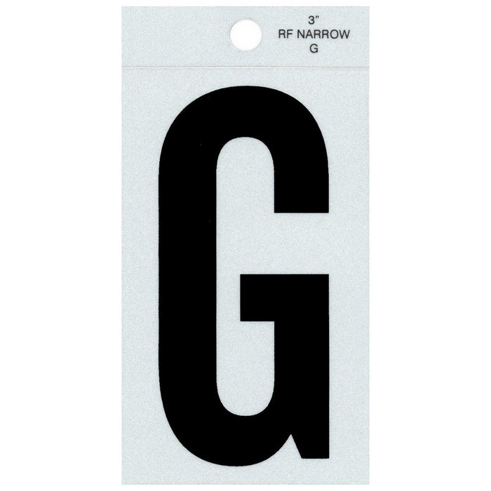 3" - G Straight Narrow Black Reflective Letters