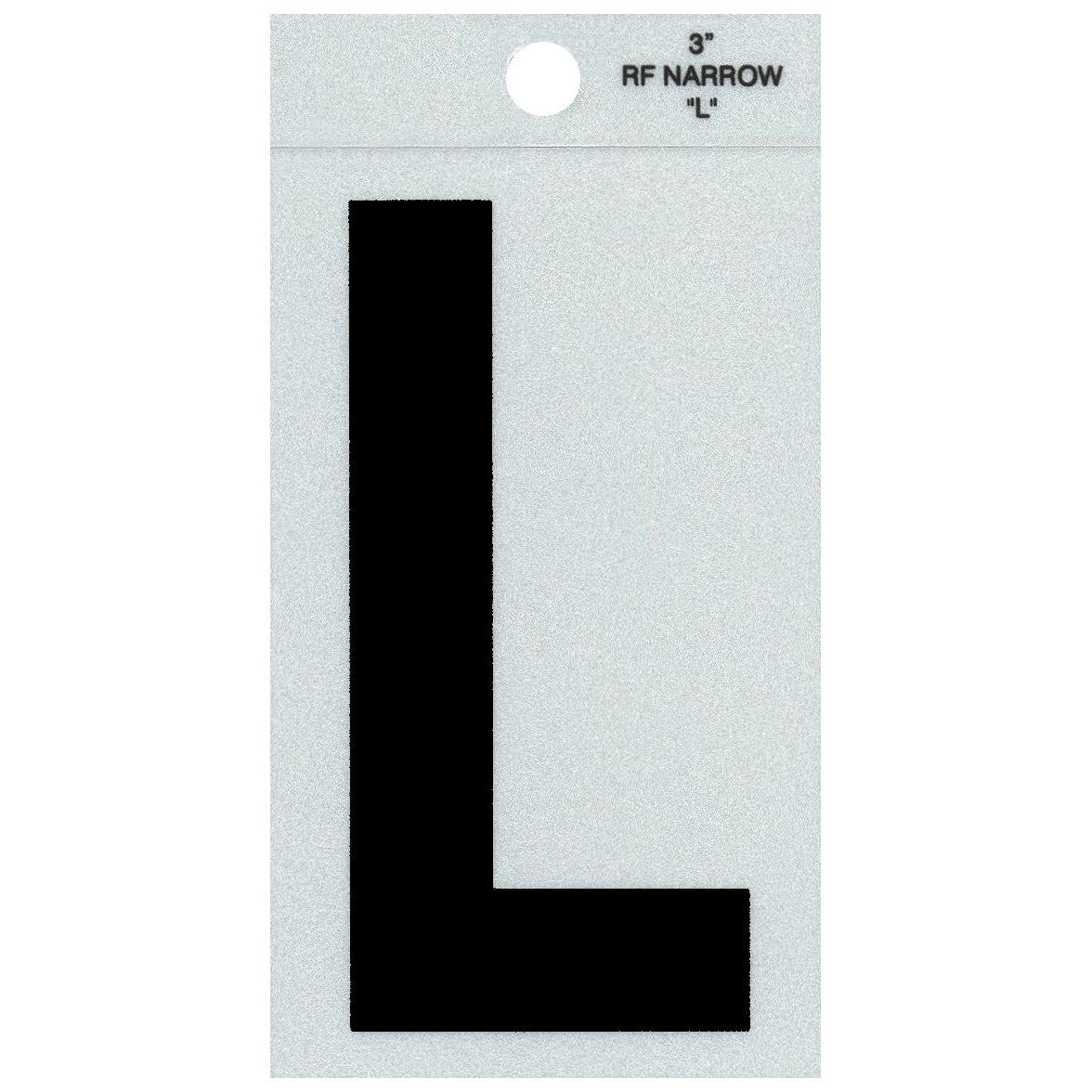 3" - L Straight Narrow Black Reflective Letters