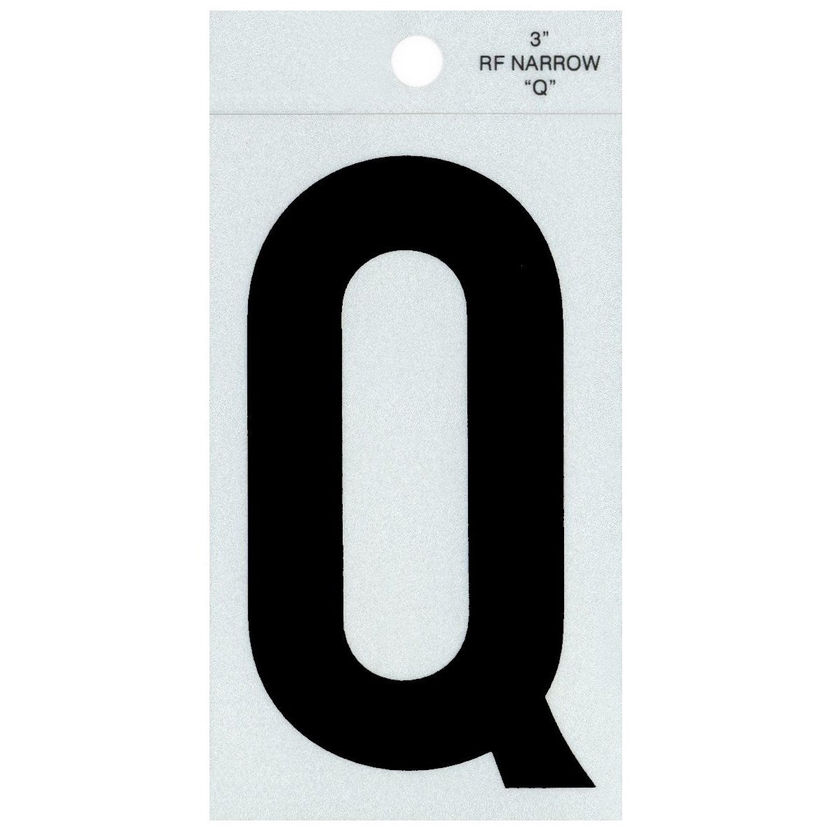 3" - Q Straight Narrow Black Reflective Letters