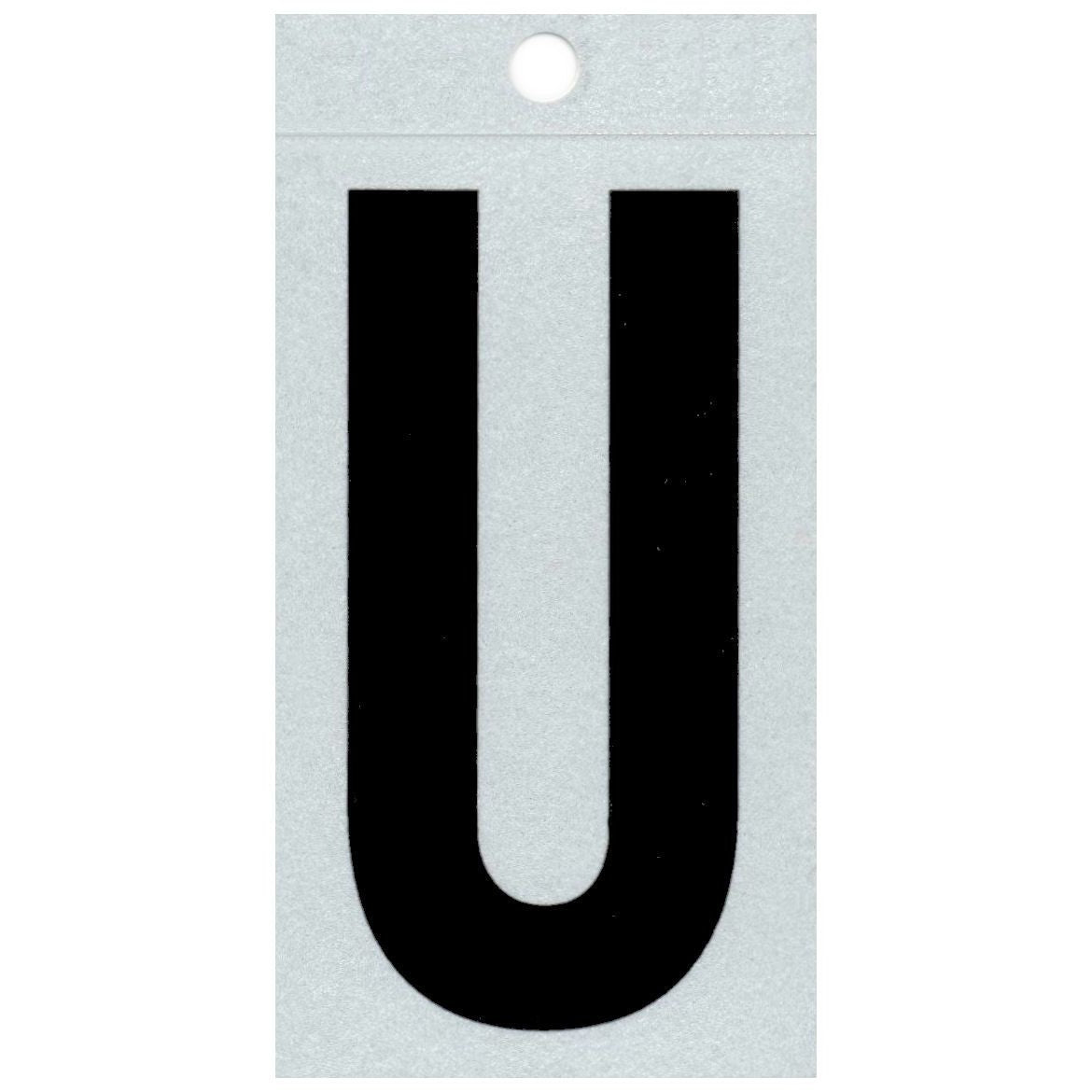 3" - U Straight Narrow Black Reflective Letters