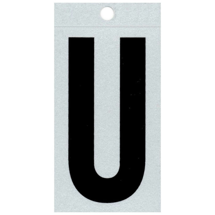 3" - U Straight Narrow Black Reflective Letters