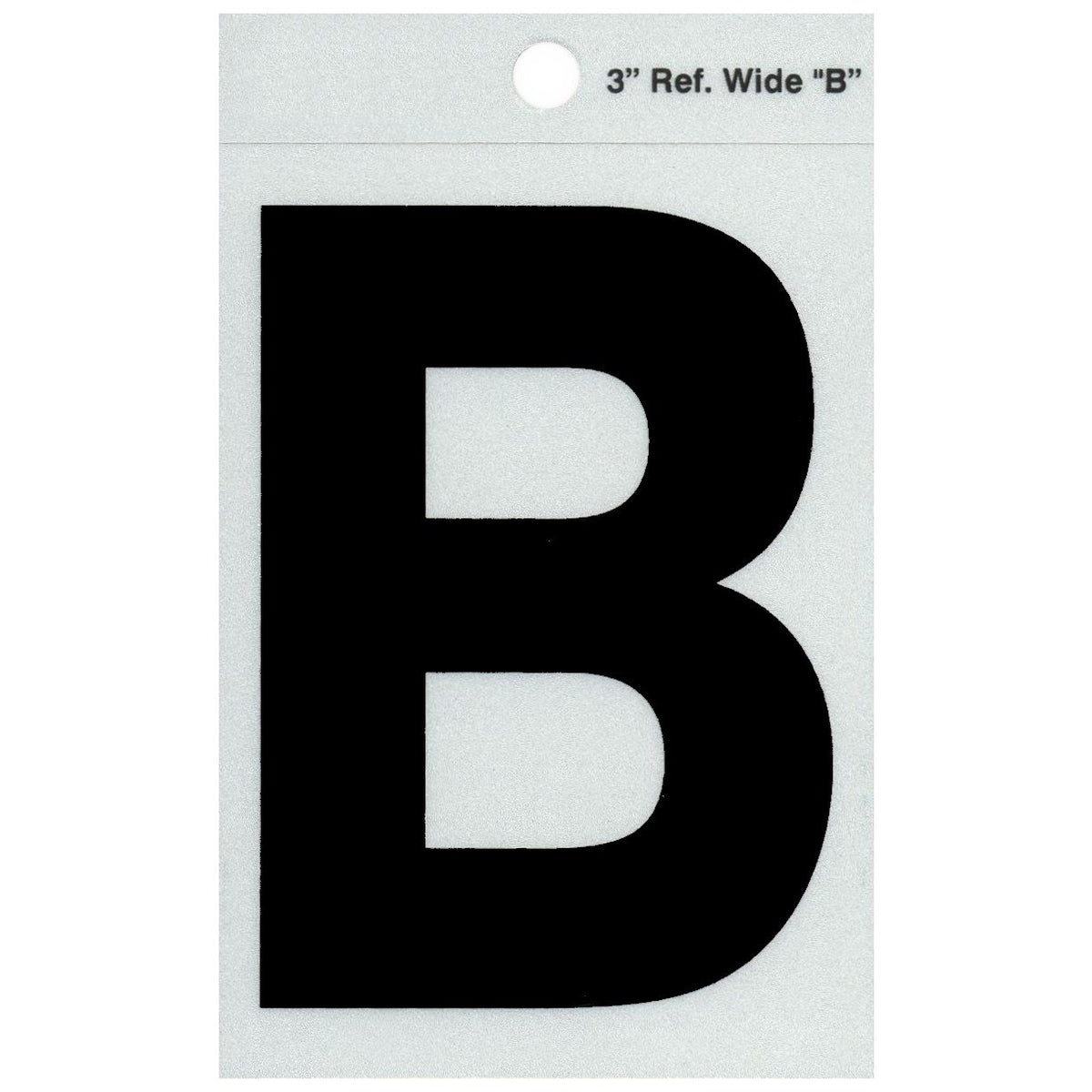 3" - B Straight Wide Black Reflective Letters