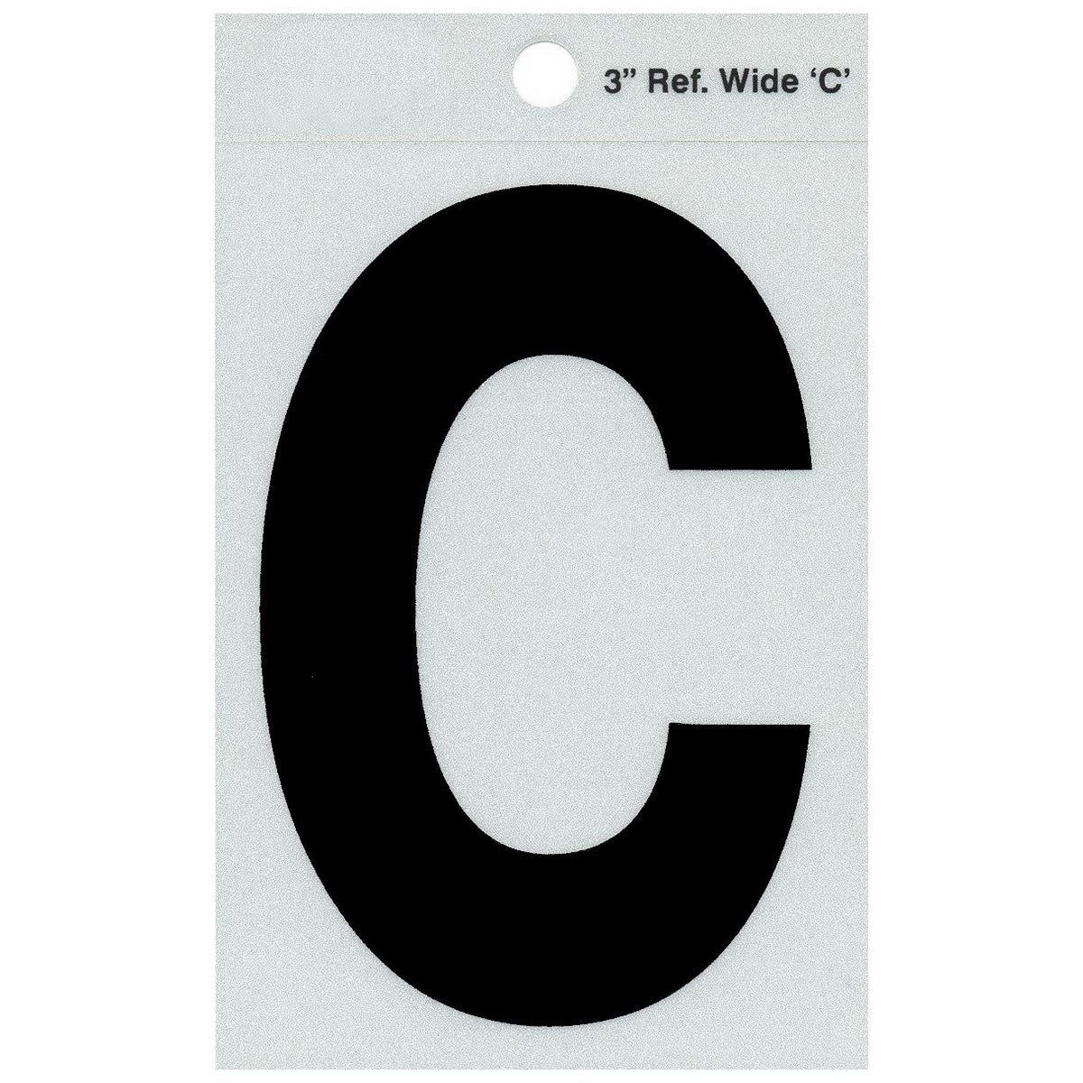 3" - C Straight Wide Black Reflective Letters