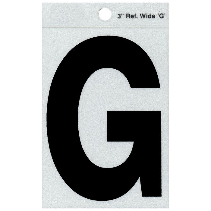 3" - G Straight Wide Black Reflective Letters