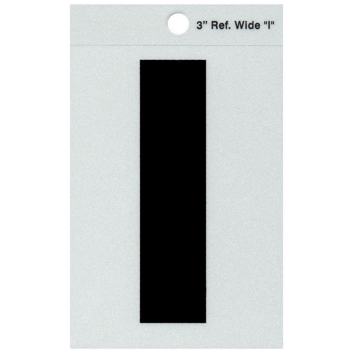 3" - I Straight Wide Black Reflective Letters