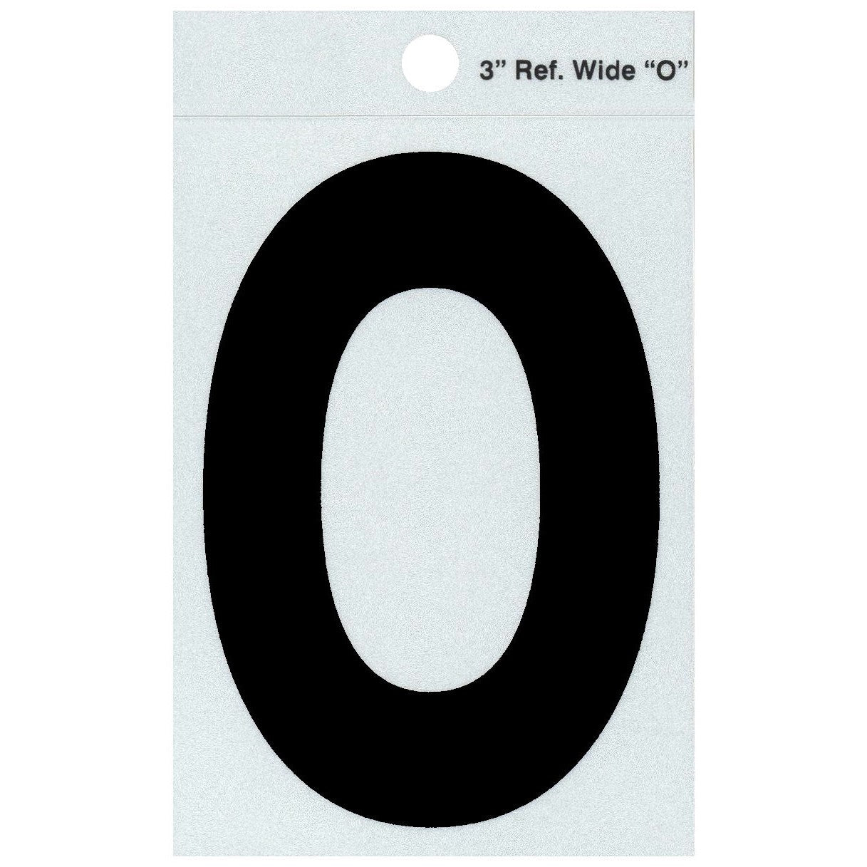 3" - O Straight Wide Black Reflective Letters