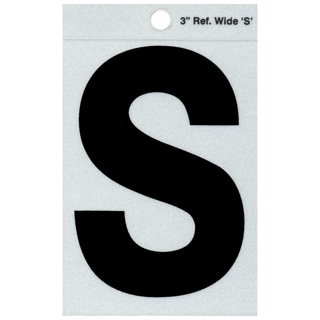 3" - S Straight Wide Black Reflective Letters