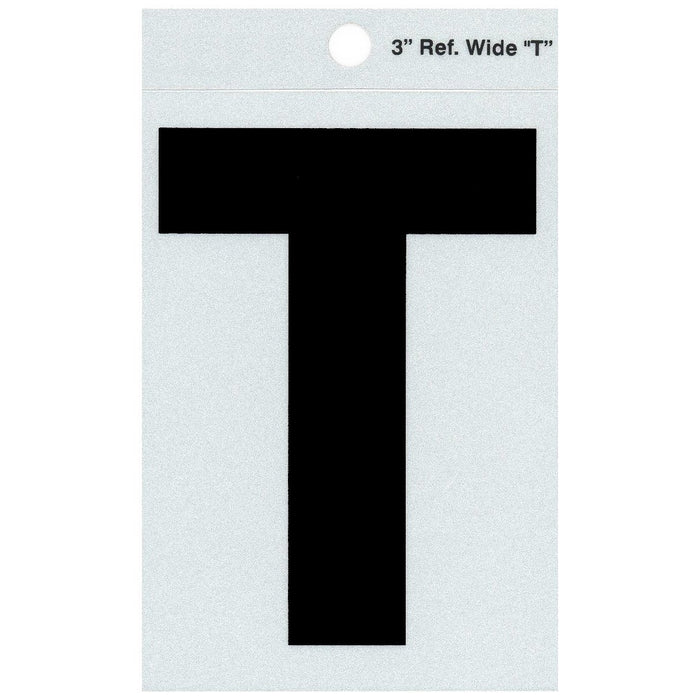 3" - T Straight Wide Black Reflective Letters