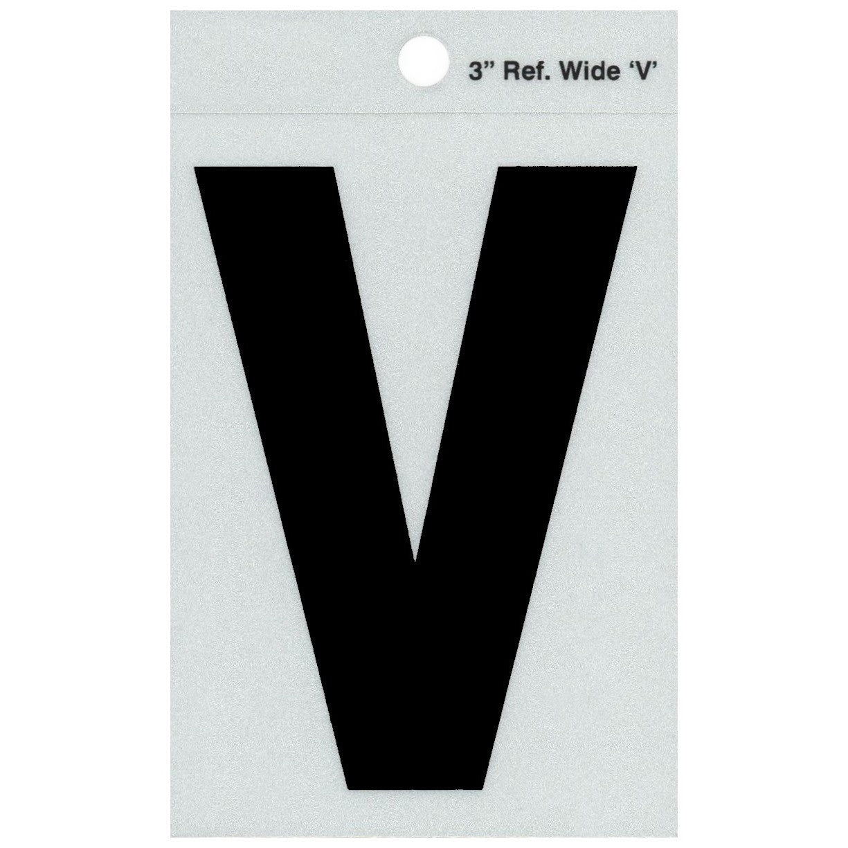 3" - V Straight Wide Black Reflective Letters