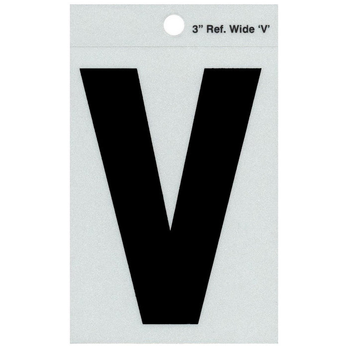 3" - V Straight Wide Black Reflective Letters