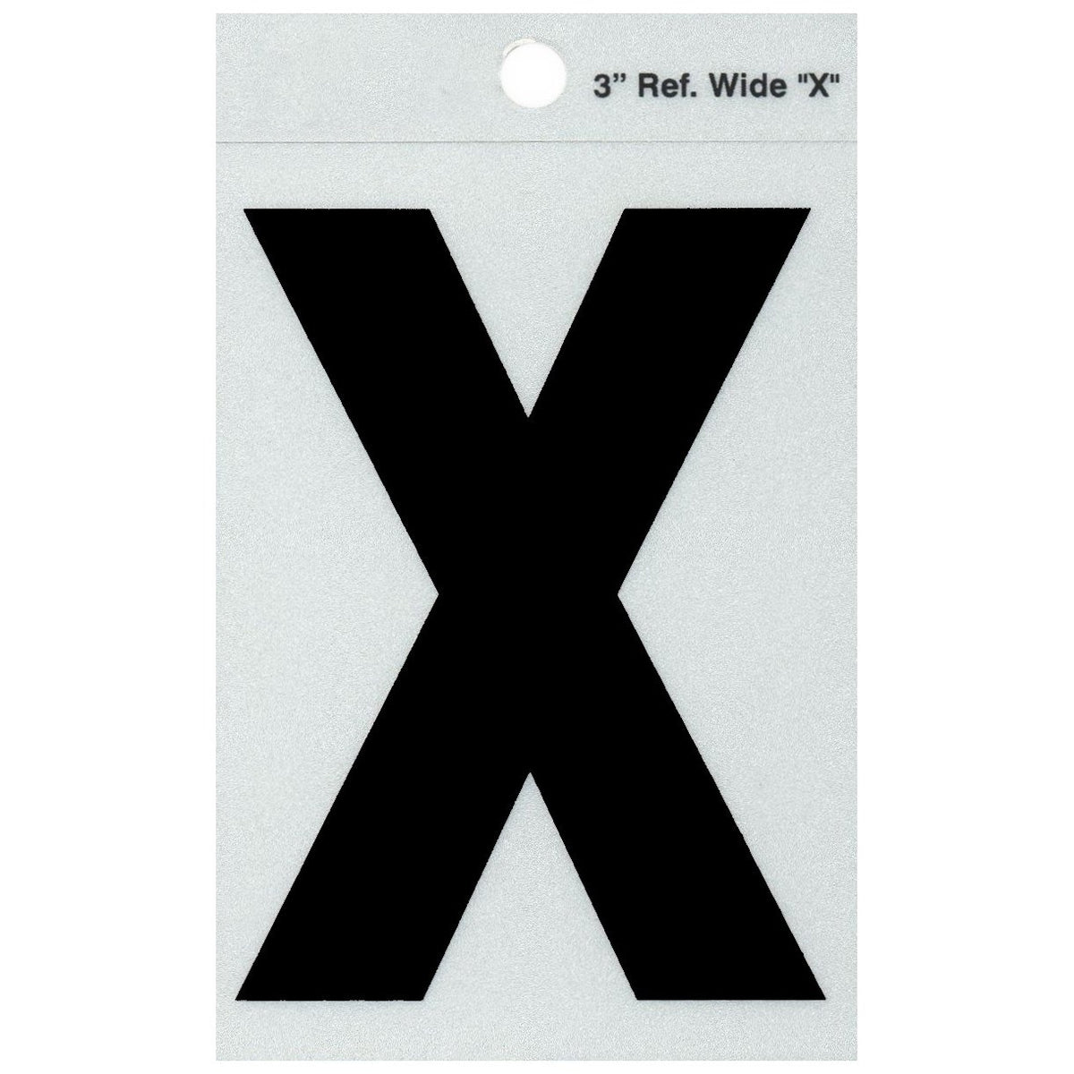 3" - X Straight Wide Black Reflective Letters