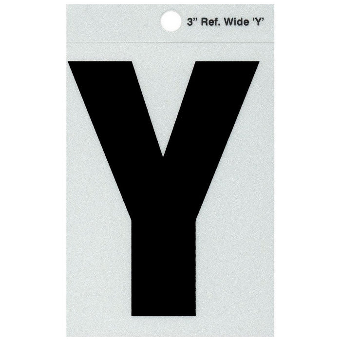 3" - Y Straight Wide Black Reflective Letters