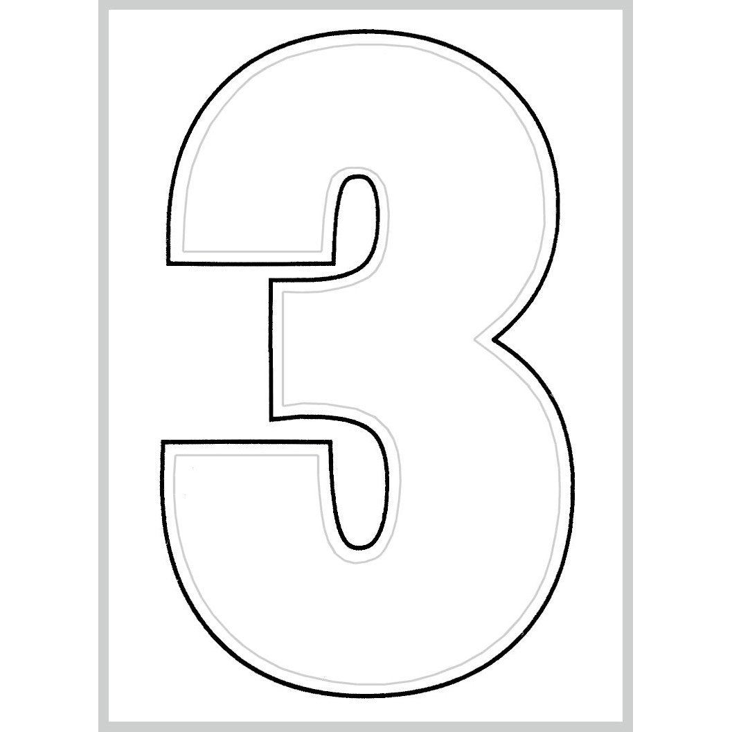 3" - 3 White Die Cut Numbers