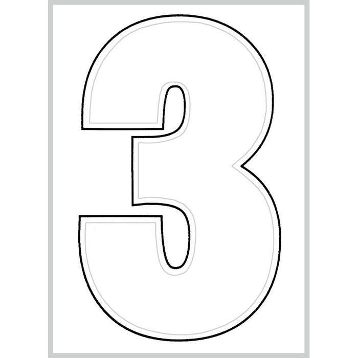 3" - 3 White Die Cut Numbers