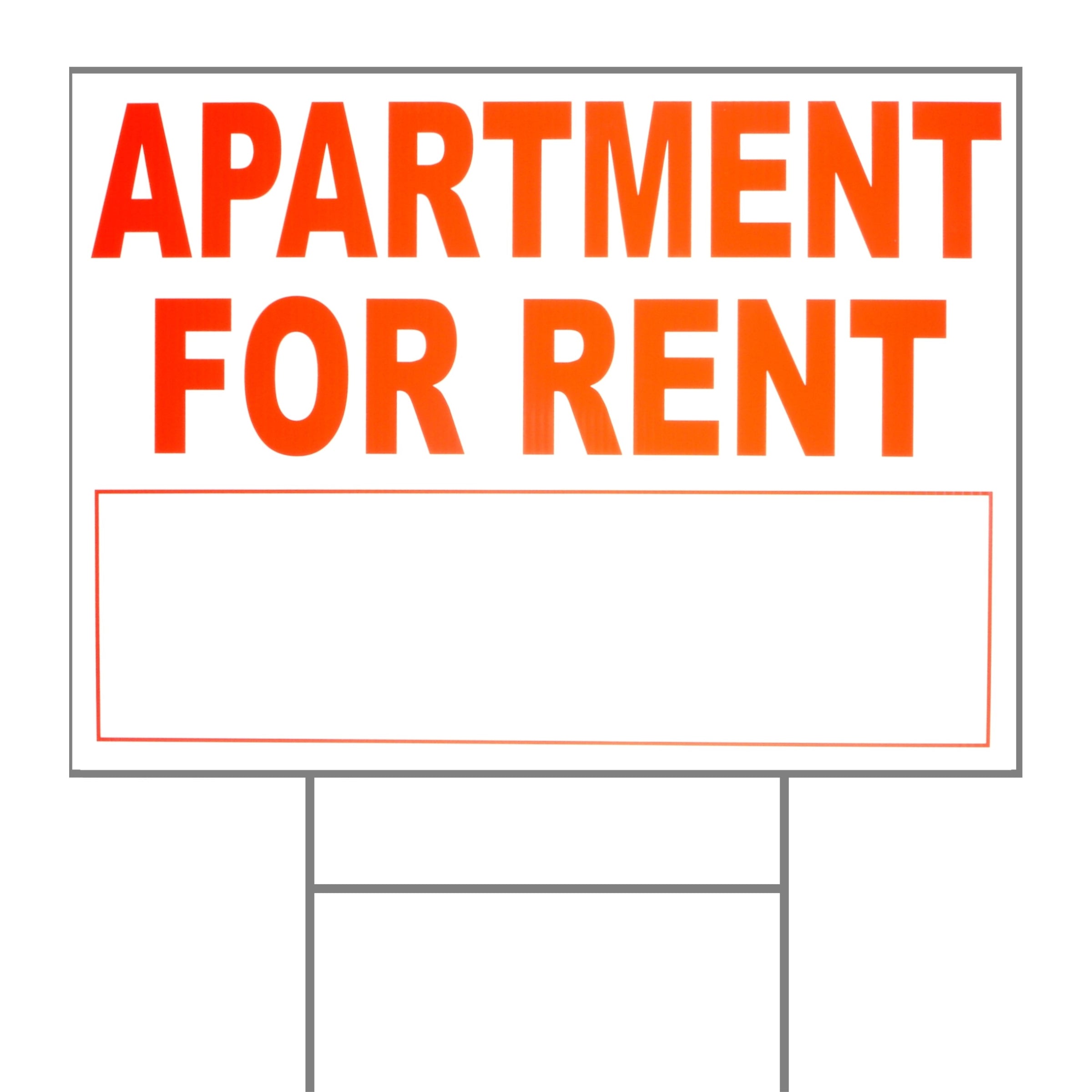18" x 24" Plastic "Apartment for Rent" Signs with H Stakes