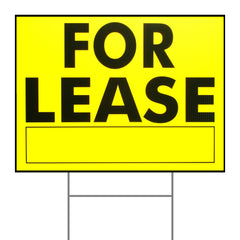 18" x 24" Plastic "For Lease" Signs with H Stakes
