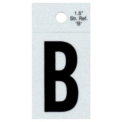 1.5" - B Straight Black Reflective Numbers