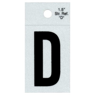 1.5" - D Straight Black Reflective Numbers
