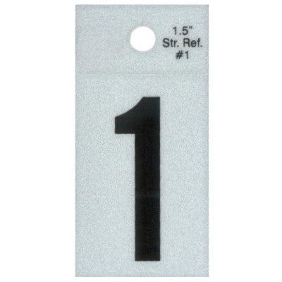 1.5" - 1 Straight Black Reflective Numbers