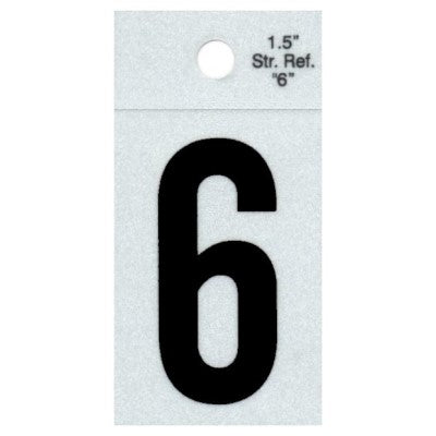 1.5" - 6 Straight Black Reflective Numbers