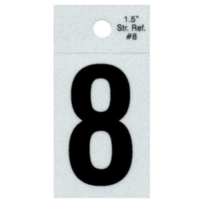 1.5" - 8 Straight Black Reflective Numbers