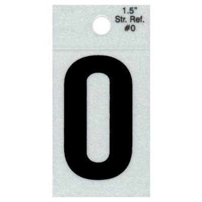 1.5" - 0 Straight Black Reflective Numbers