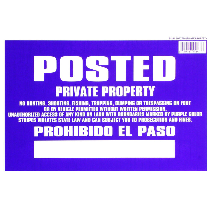 8" x 12" Plastic "Posted Private Property" Signs