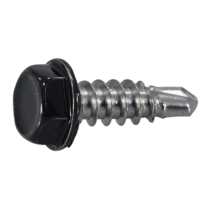#10-16 x 1/2" Black Painted 410 Stainless Steel Hex Washer Head Self-Drilling Screws