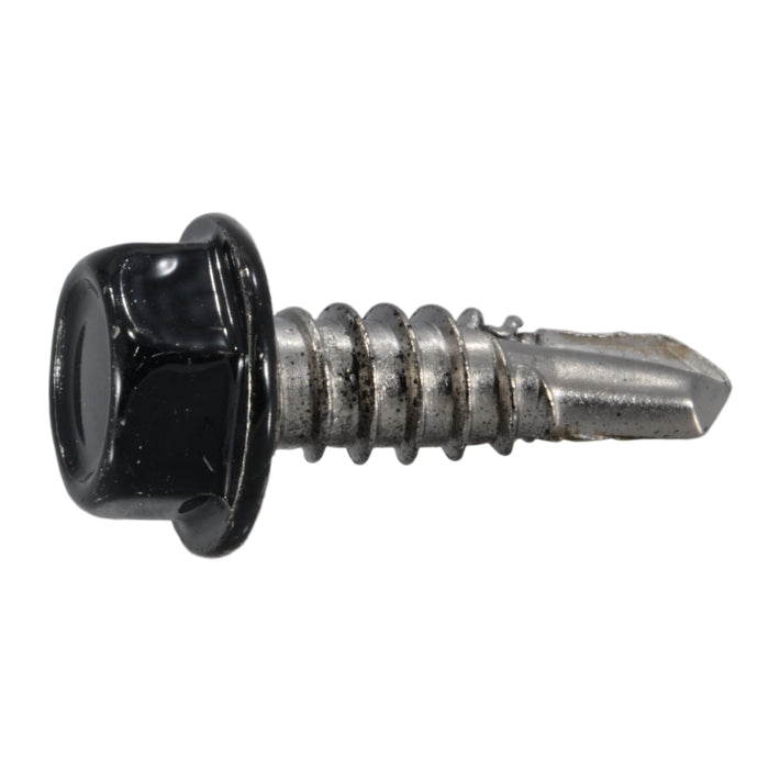 #14-13 x 3/4" Black Painted 410 Stainless Steel Hex Washer Head Self-Drilling Screws