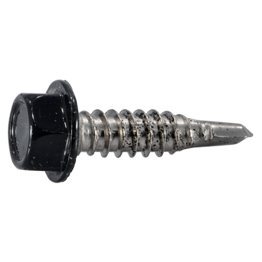 #14-13 x 1" Black Painted 410 Stainless Steel Hex Washer Head Self-Drilling Screws