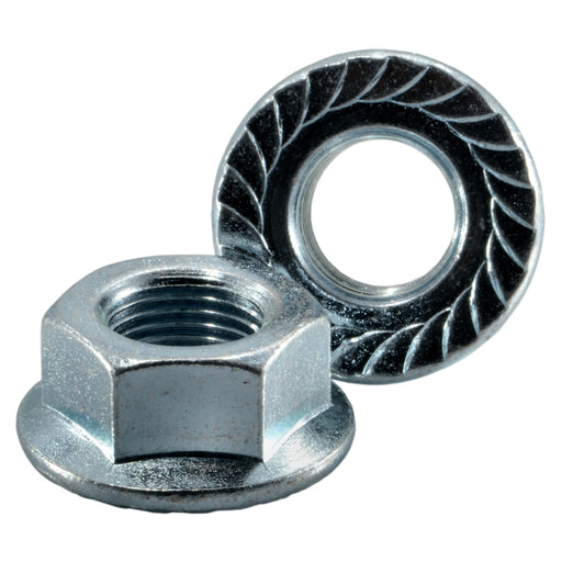 5/8"-18 Zinc Plated Steel Fine Thread Serrated Lock Nuts