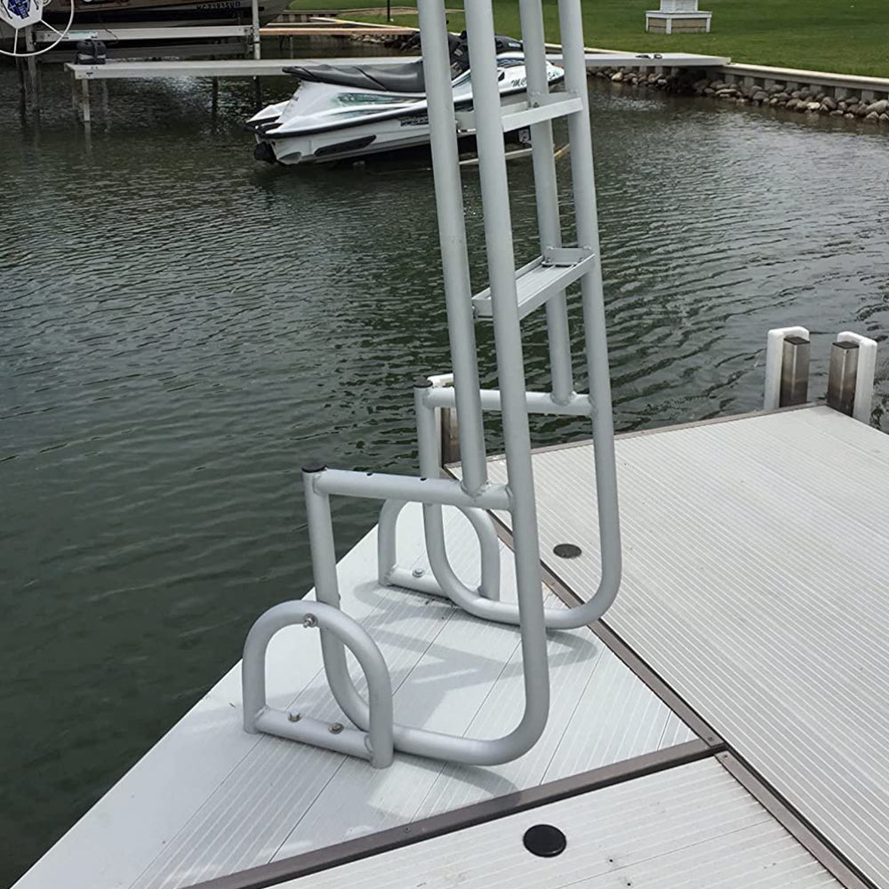 Heavy-Duty 4-Step Flip-Up Dock Ladder – Marine Grade Anodized Aluminum – 300lb Capacity