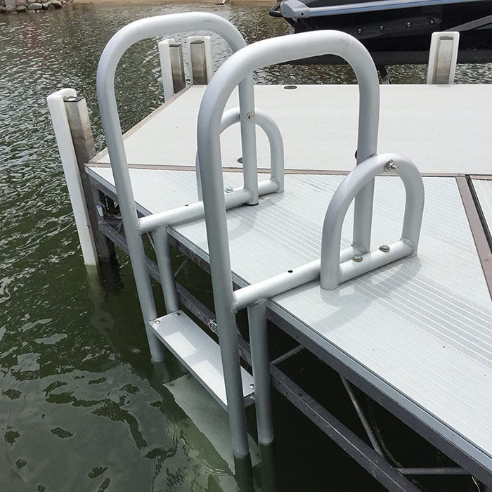 4 Step Heavy Duty Dock Ladder Anodized Aluminum Flip Up